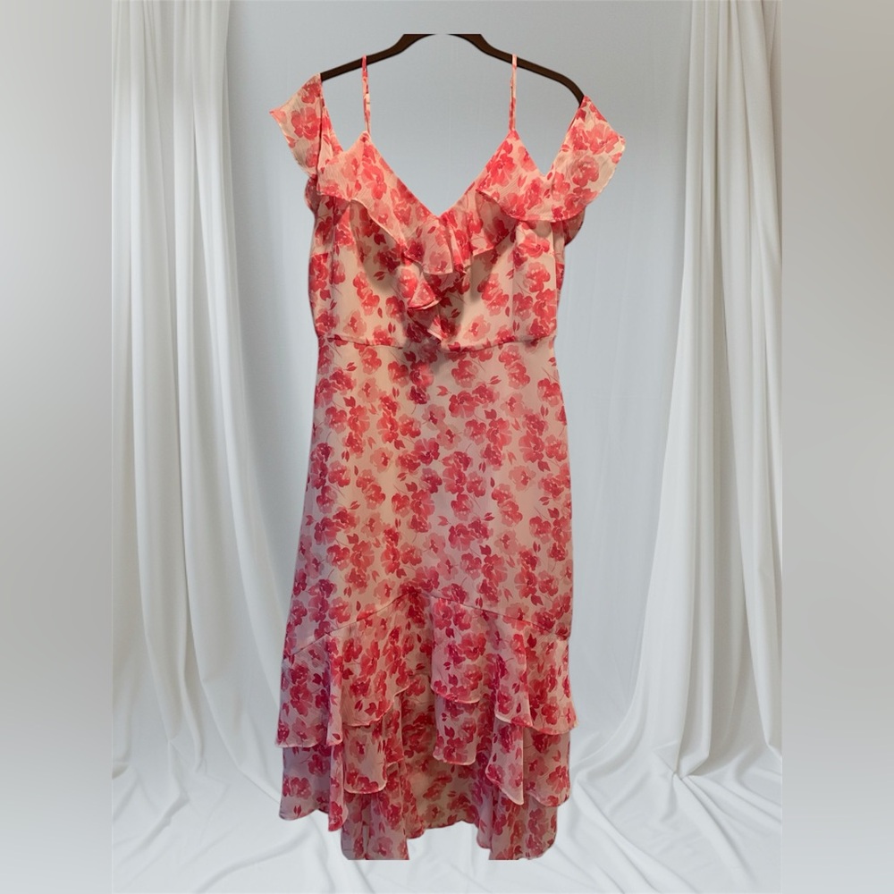 I.N.C. Floral Pink and white Ruffle Dress